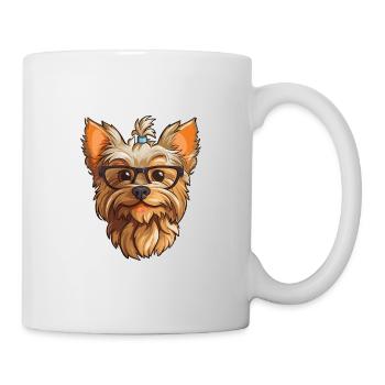 Yorkshire Terrier Hunderasse Aquarell Karikatur Kaw - Tasse - Weiß - Rechts