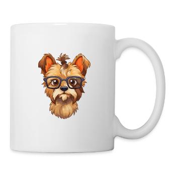 Yorkshire Terrier Hunderasse Aquarell Karikatur Kaw - Tasse - Weiß - Rechts