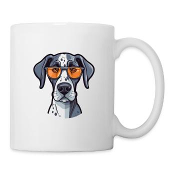 Great Dane Dog Breed Watercolor Cartoon Kawaii Gla - Mug - white - Right