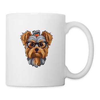 Yorkshire Terrier Hunderasse Aquarell Karikatur Kaw - Tasse - Weiß - Rechts