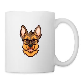 German Shepherd Dog Breed Watercolor Cartoon Kawai - Mug - white - Right