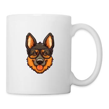 German Shepherd Dog Breed Watercolor Cartoon Kawai - Mug - white - Right
