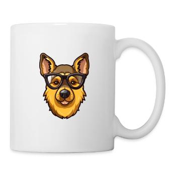 German Shepherd Dog Breed Watercolor Cartoon Kawai - Mug - white - Right