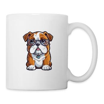 English Bulldog Dog Breed Watercolor Cartoon Kawai - Mug - white - Right