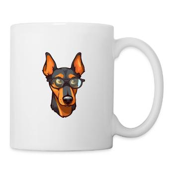 Doberman chien race aquarelle dessin animé Kawaii verre - Mug blanc - blanc - Droite