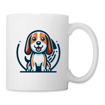 Fröhlicher Beagle Welpe - Tasse - Weiß - Rechts