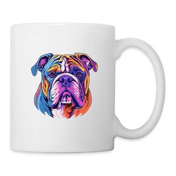 Bulldogge Hund Rasse Aquarell Karikatur Kawaii Colorf - Tasse - Weiß - Rechts