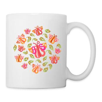 Papillons et feuilles - Mug blanc - blanc - Droite