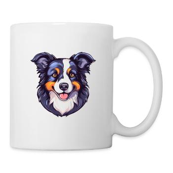 Border Collie Dog Breed Watercolor Cartoon Kawaii - Mug - white - Right