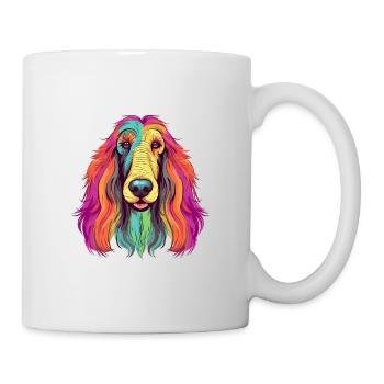 Chien de chasse afghan race aquarelle dessin animé Kawaii C - Mug blanc - blanc - Droite
