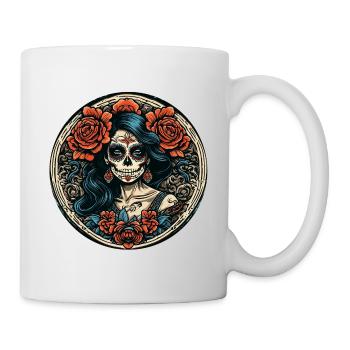 La Catrina/ Tatouage / Mexique / Crâne / Crâne - Mug blanc - blanc - Droite