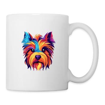 Silky Terrier Hunderasse Aquarell Karikatur Kawaii - Tasse - Weiß - Rechts