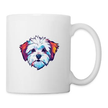 Malteser Hund Rasse Aquarell Karikatur Kawaii Colorf - Tasse - Weiß - Rechts