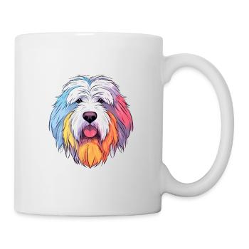 Vieux chien de berger anglais chien race aquarelle dessin animé - Mug blanc - blanc - Droite