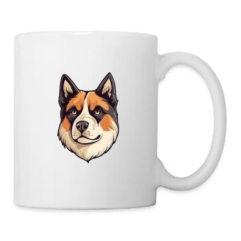 Akita Dog Breed Watercolor Cartoon Kawaii Colorful - Mug - white - Right