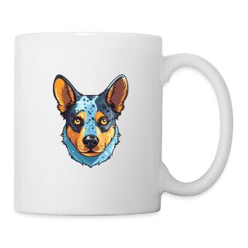 Australischer Rinderhund Rasse Aquarell Karikatur Kaw - Tasse - Weiß - Rechts