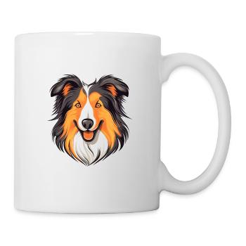 Collie Dog Breed Watercolor Cartoon Kawaii Colorfu - Mug - white - Right
