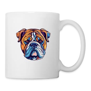 Bulldogge Hund Rasse Aquarell Karikatur Kawaii Colorf - Tasse - Weiß - Rechts