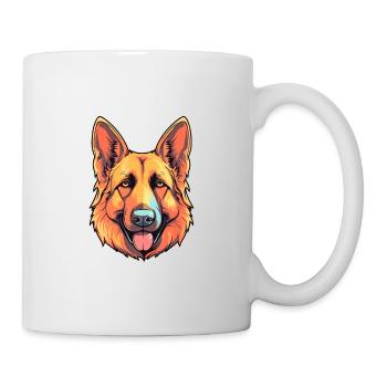 German Shepherd Dog Breed Watercolor Cartoon Kawai - Mug - white - Right