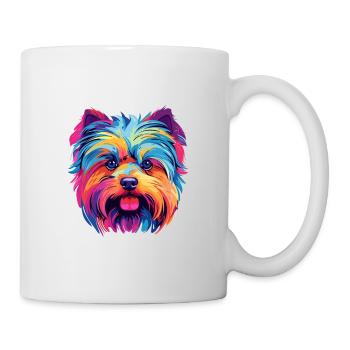 Yorkshire Terrier Hunderasse Aquarell Karikatur Kaw - Tasse - Weiß - Rechts