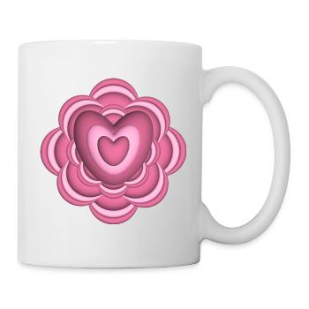 Rosa Herz mit Blume, eine lieb Überraschung. - Tasse - Weiß - Rechts