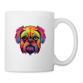 Griffon Bruxellois race de chien aquarelle dessin animé Ka - Mug blanc - blanc - Droite