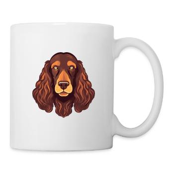 Irischer Wasserspaniel Hunderasse Aquarell Karikatur K - Tasse - Weiß - Rechts
