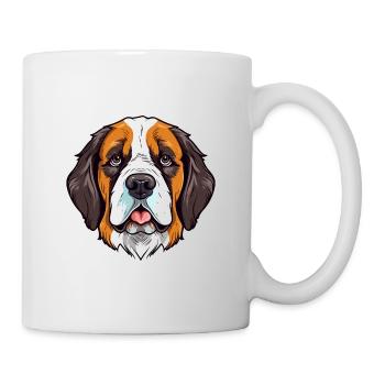 Saint-Bernard chien race aquarelle dessin animé Kawaii Co - Mug blanc - blanc - Droite