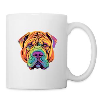 Chinesische Shar Pei Hunderasse Aquarell Karikatur Kawa - Tasse - Weiß - Rechts