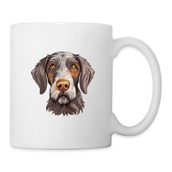 Deutsches drahthaariges Pointer-Hund-Rasse-Aquarell-Auto - Tasse - Weiß - Rechts