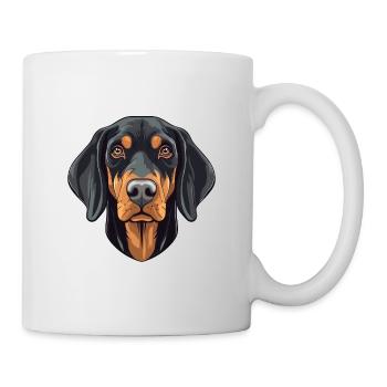 Noir et feu Coonhound chien race aquarelle Carto - Mug blanc - blanc - Droite