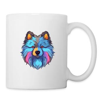 Keeshond Dog Breed Watercolor Cartoon Kawaii Color - Mug - white - Right