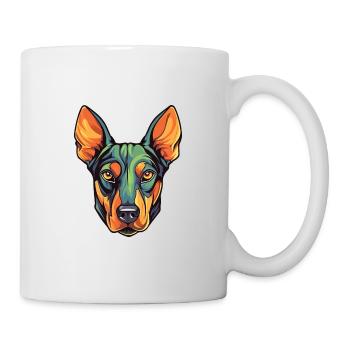 Deutsche Pinscher Hunderasse Aquarell Karikatur Kawai - Tasse - Weiß - Rechts