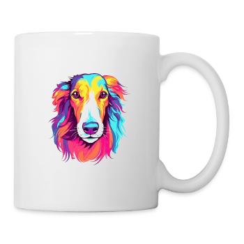 Barsoi Hund Rasse Aquarell Karikatur Kawaii Colorfu - Tasse - Weiß - Rechts