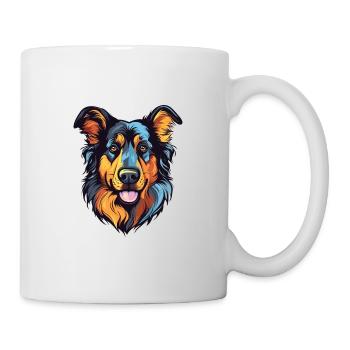 Austrailian Shepard Hunderasse Aquarell Karikatur K - Tasse - Weiß - Rechts