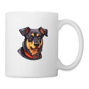 Beauceron Dog Breed Watercolor Cartoon Kawaii Colo - Mug - white - Right
