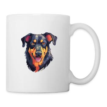 Beauceron Dog Breed Watercolor Cartoon Kawaii Colo - Mug - white - Right