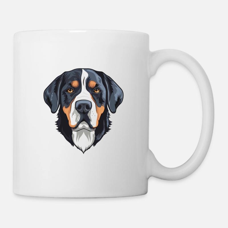 Große Schweizer Sennenhundrasse Aquarell Cartoo - Tasse - Weiß
