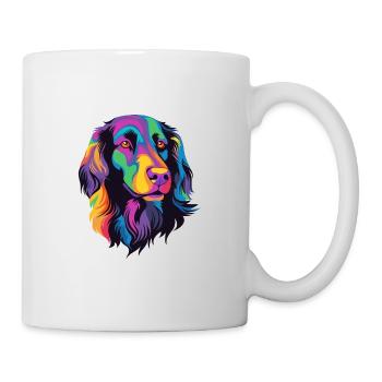 Flach beschichtete Retriever-Hunderasse Aquarell-Karikatur - Tasse - Weiß - Rechts