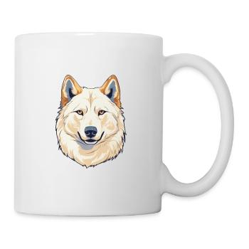 Jindo Dog Breed Watercolor Cartoon Kawaii Colorful - Mug - white - Right