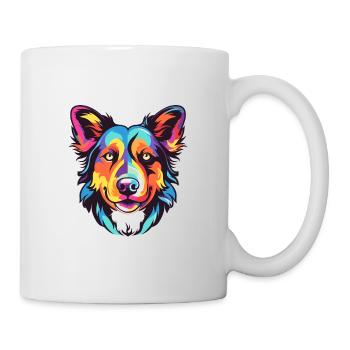 Austrailian Shepard Hunderasse Aquarell Karikatur K - Tasse - Weiß - Rechts