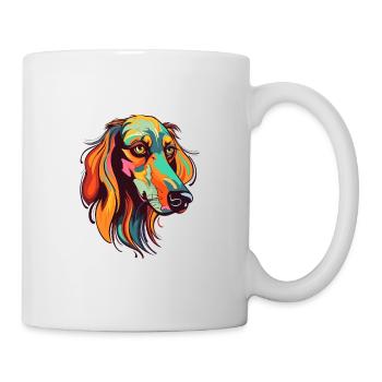 Saluki Dog Breed Watercolor Cartoon Kawaii Colorfu - Mug - white - Right