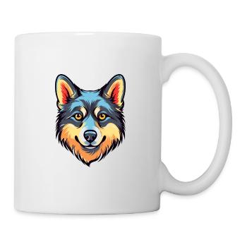Alaska Klee Kai chien race aquarelle dessin animé Kawa - Mug blanc - blanc - Droite