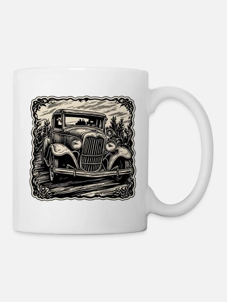 Voiture / Véhicule / Voiture de tourisme / Mobile / Ancienne / Conduite - Mug blanc - blanc