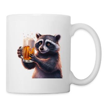 Waschbär Bier Geschenk - Tasse - Weiß - Rechts