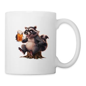 Waschbär Bier Geschenk - Tasse - Weiß - Rechts
