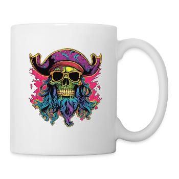 Crâne de pirate psychédélique - Mug blanc - blanc - Droite
