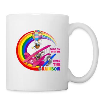 Fliegen Sie mit uns über den Regenbogen - LGBT - Tasse - Weiß - Rechts