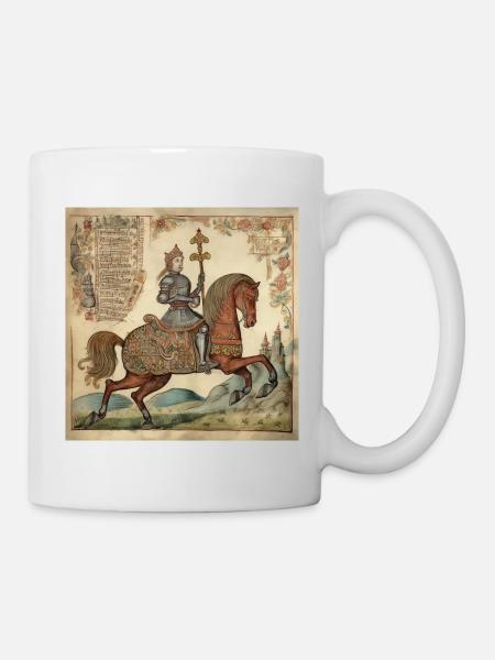 Chevalier à cheval, Moyen Âge - Mug blanc - blanc