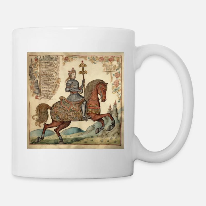Ritter auf dem Pferd, Mittelalter - Tasse - Weiß